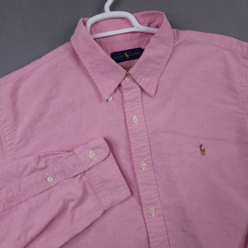 Ralph Lauren Mens XXL Pink Long Sleeve Button Down Oxford Shirt Chest Flesh Pony